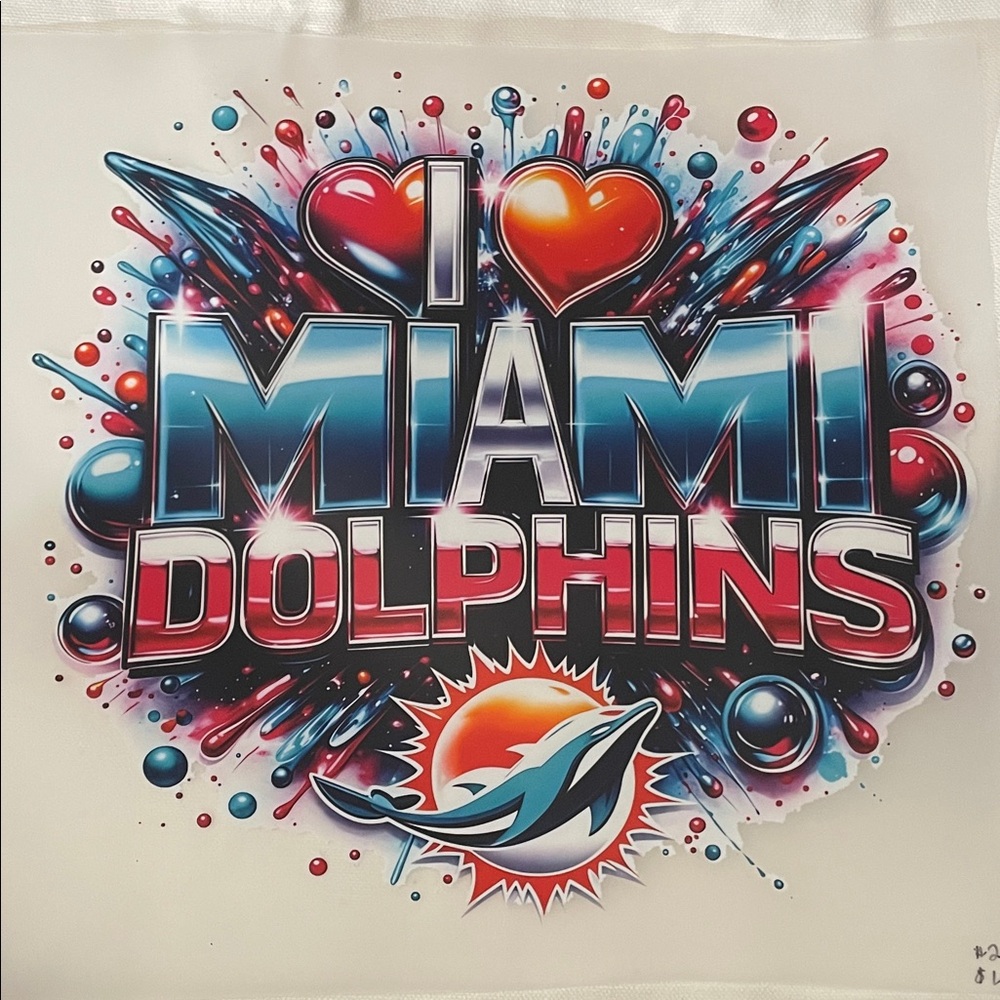 Miami Dolphins Graphic Art DTF Print